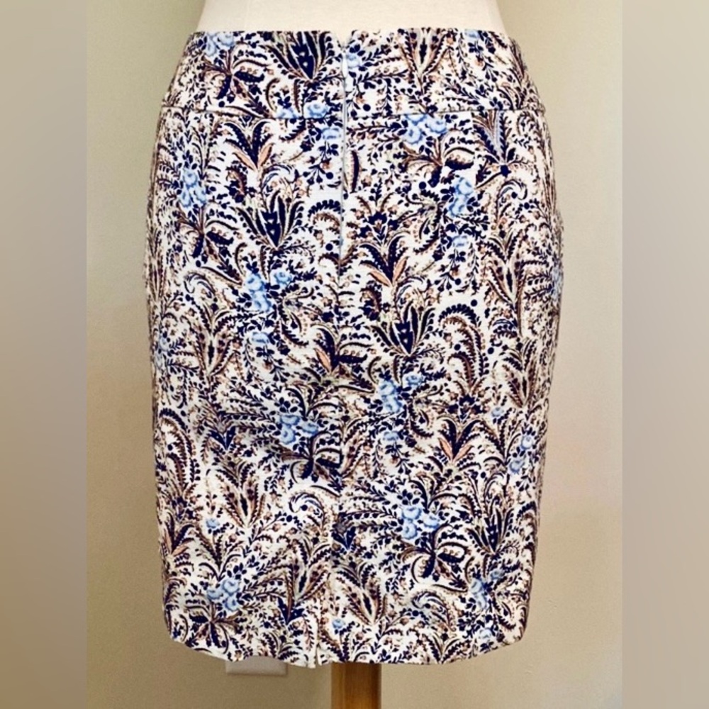 Ann Taylor Petite Blue Cream Floral Leaf Paisley Print 6P Cottagecore Mini Skirt - Picture 6 of 11